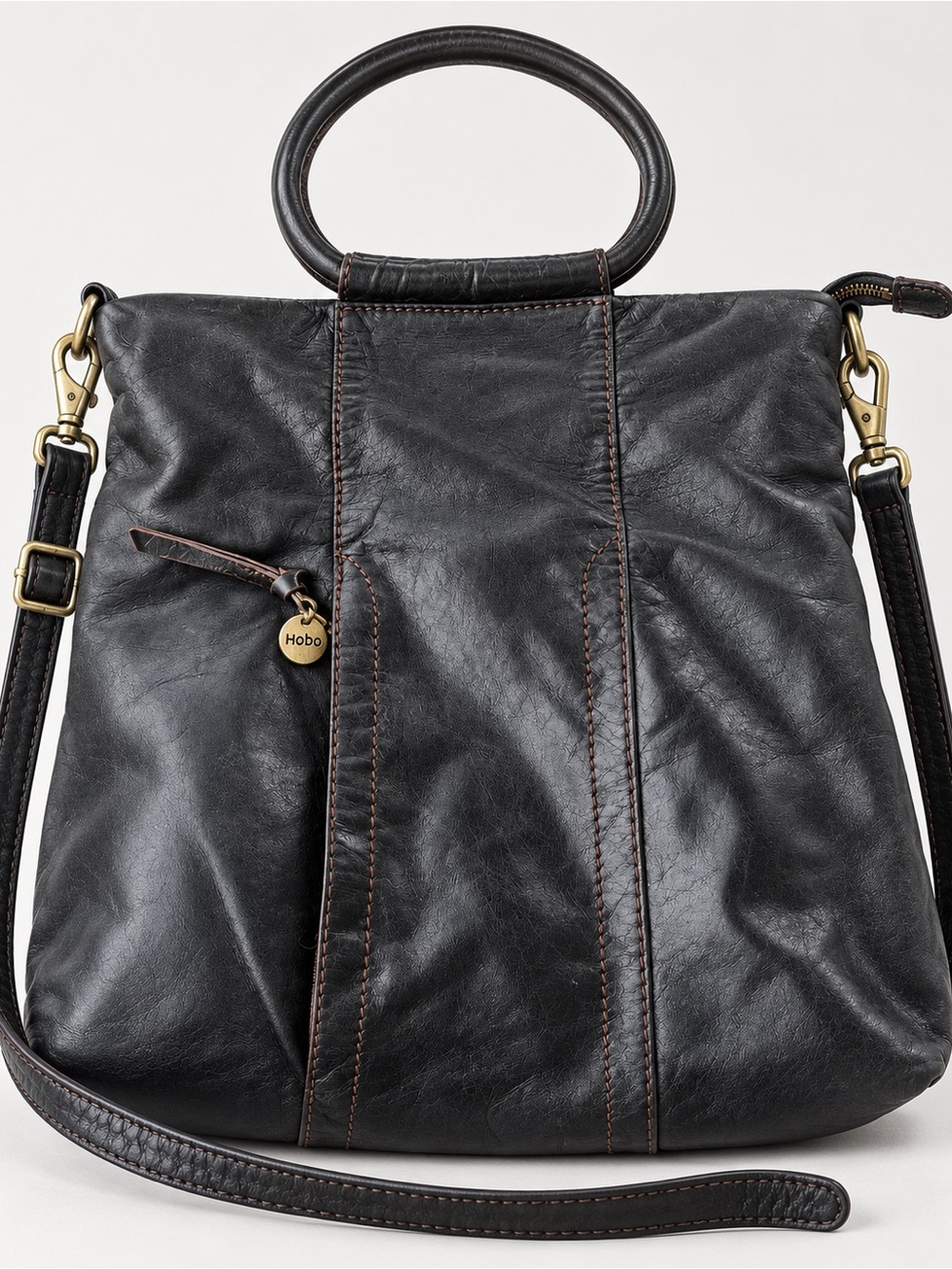 Hobo The Original Black Leather Convertible Tote Crossbody Bag